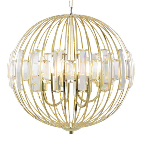 Pagazzi Noemi Polished Brass Crystal Ceiling Pendant
