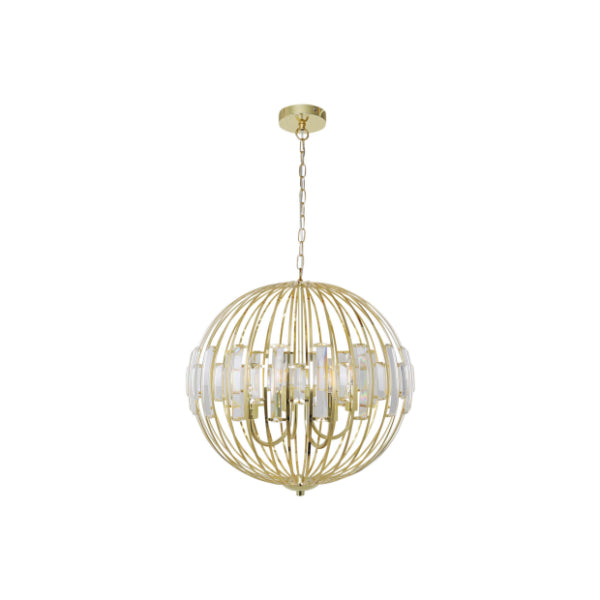 Pagazzi Noemi Polished Brass Crystal Ceiling Pendant