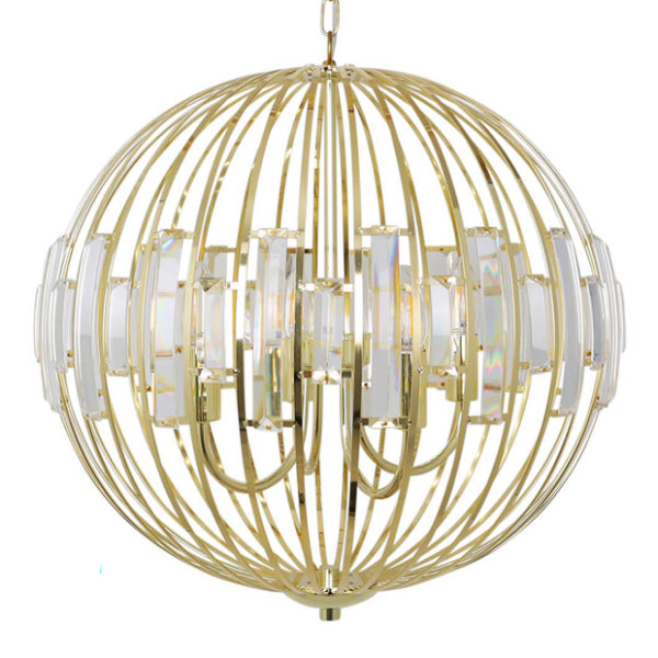 Pagazzi Noemi Polished Brass Crystal Ceiling Pendant