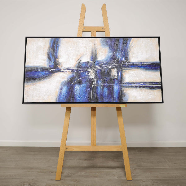 Pagazzi Abstract Blue Canvas with Black Frame - 60x120cm