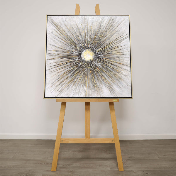 Pagazzi Moonrays Gold Canvas with Gold Frame - 80x80cm