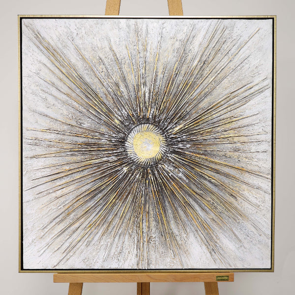 Pagazzi Moonrays Gold Canvas with Gold Frame - 80x80cm