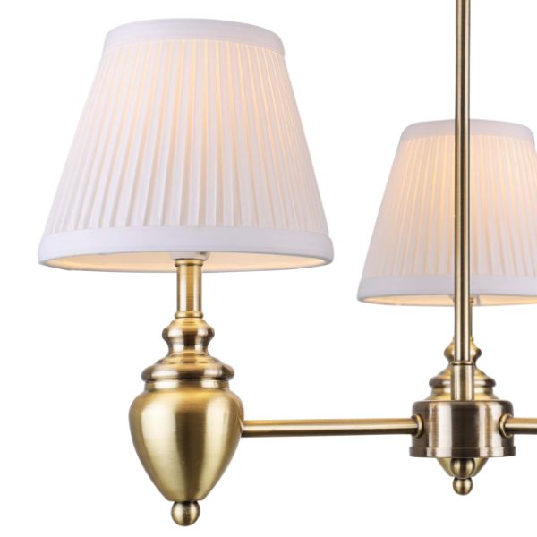 Pagazzi Giona Antique Brass White Semi Flush 3 Light Ceiling Light