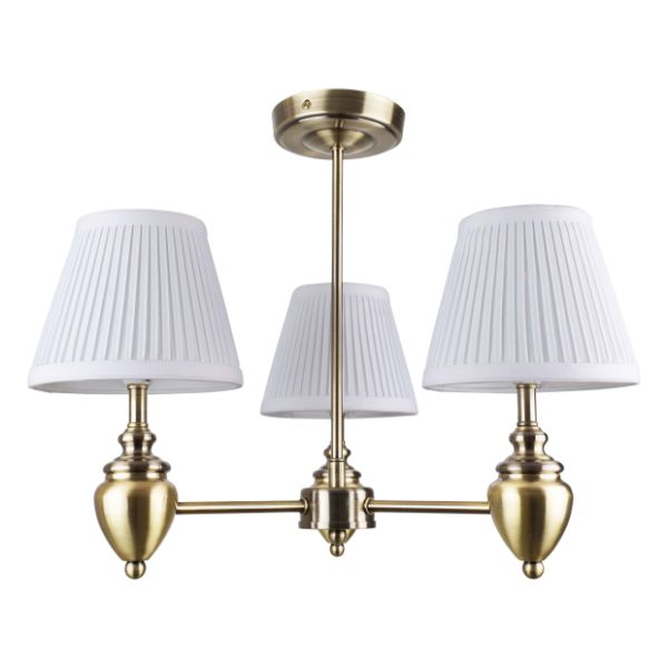 Pagazzi Giona Antique Brass White Semi Flush 3 Light Ceiling Light