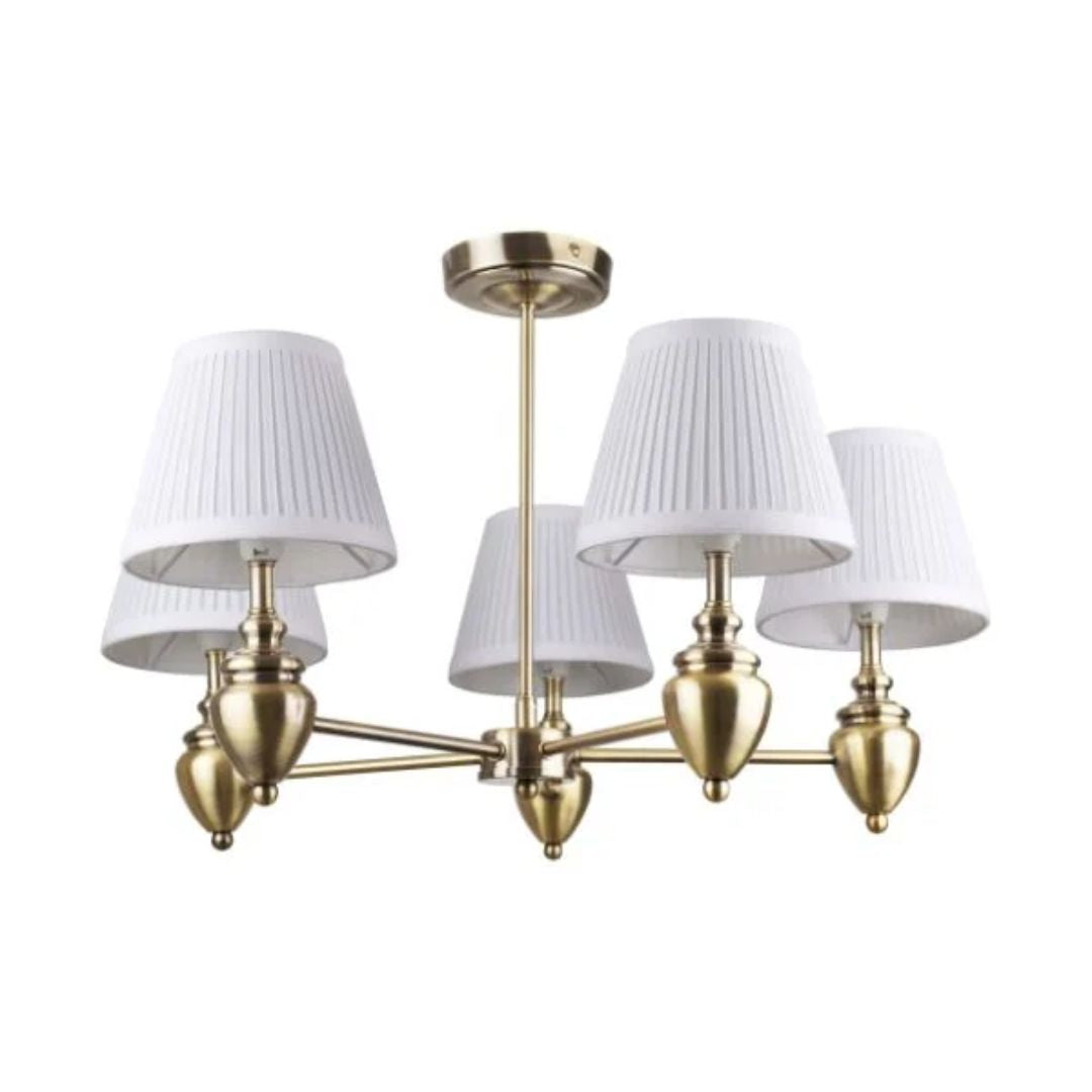 Pagazzi Giona Antique Brass White Semi Flush 5 Light