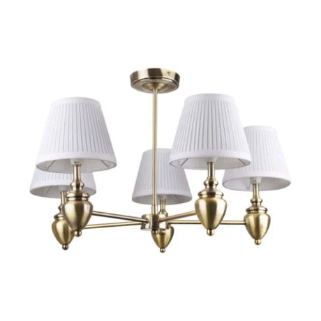 Pagazzi Giona Antique Brass White Semi Flush 5 Light