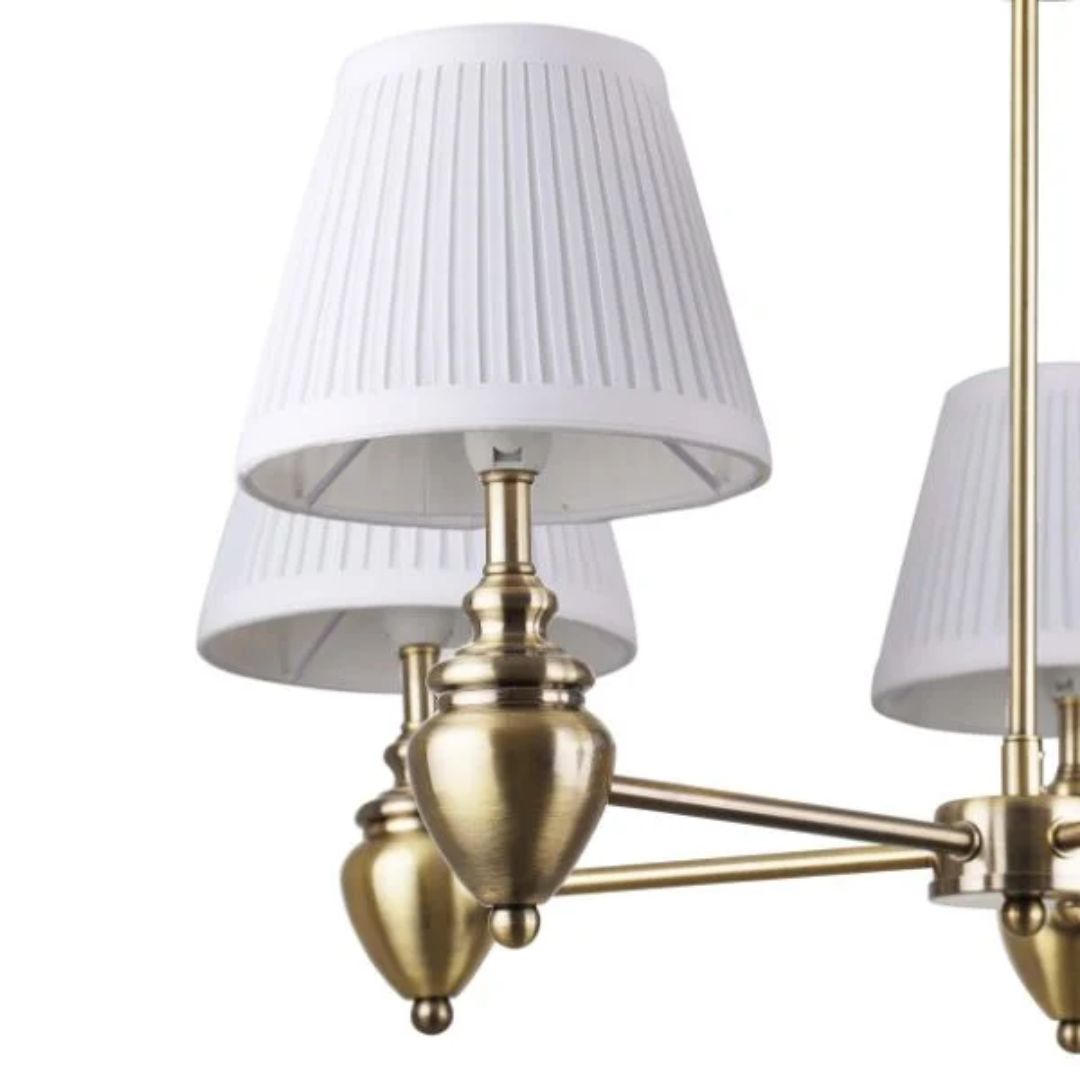 Pagazzi Giona Antique Brass White Semi Flush 5 Light