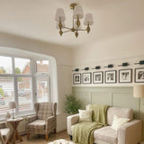 Pagazzi Giona Antique Brass White Semi Flush 5 Light