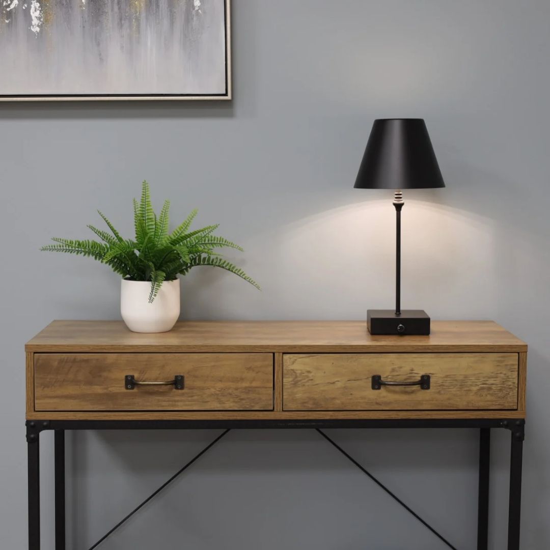Pagazzi Lustre Black LED Rechargeable Table Lamp
