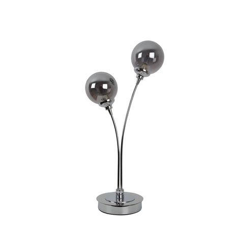 Pagazzi Bungo 2 Light Polished Chrome Smoked Glass Table Lamp