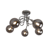 Pagazzi Bungo 5 Light Polished Chrome Smoked Glass Ceiling Light