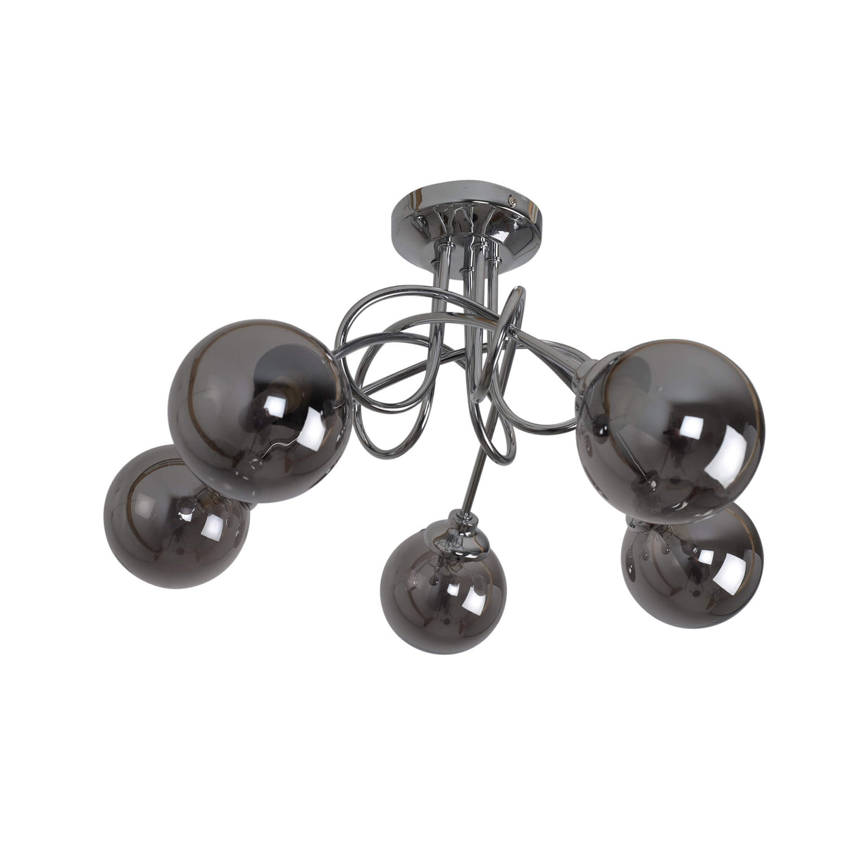 Pagazzi Bungo 5 Light Polished Chrome Smoked Glass Ceiling Light