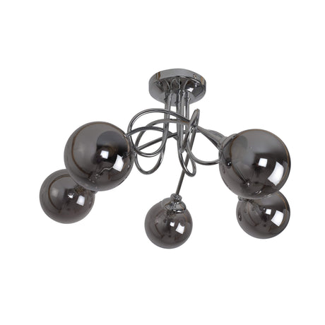 Pagazzi Bungo 5 Light Polished Chrome Smoked Glass Ceiling Light