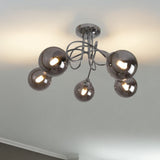 Pagazzi Bungo 5 Light Polished Chrome Smoked Glass Ceiling Light