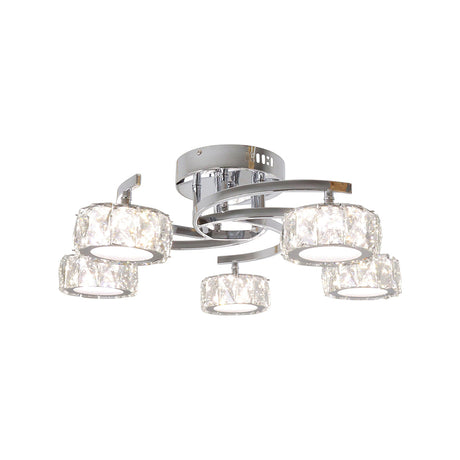 Pagazzi Dilan 5 Light Polished Chrome LED Semi Flush Ceiling Light