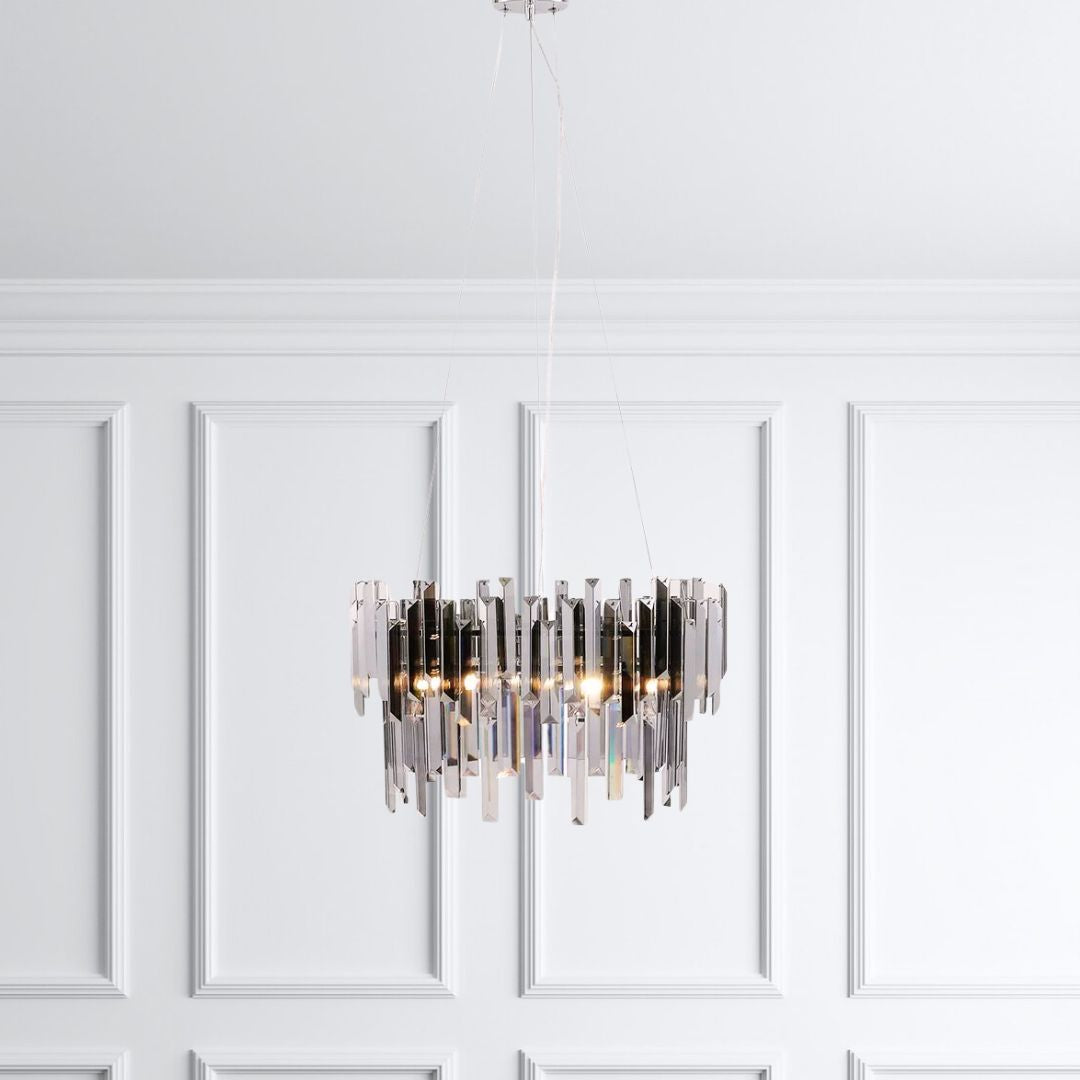 Pagazzi Onega 3 Light Chrome Smoked Glass Pendant Ceiling Light