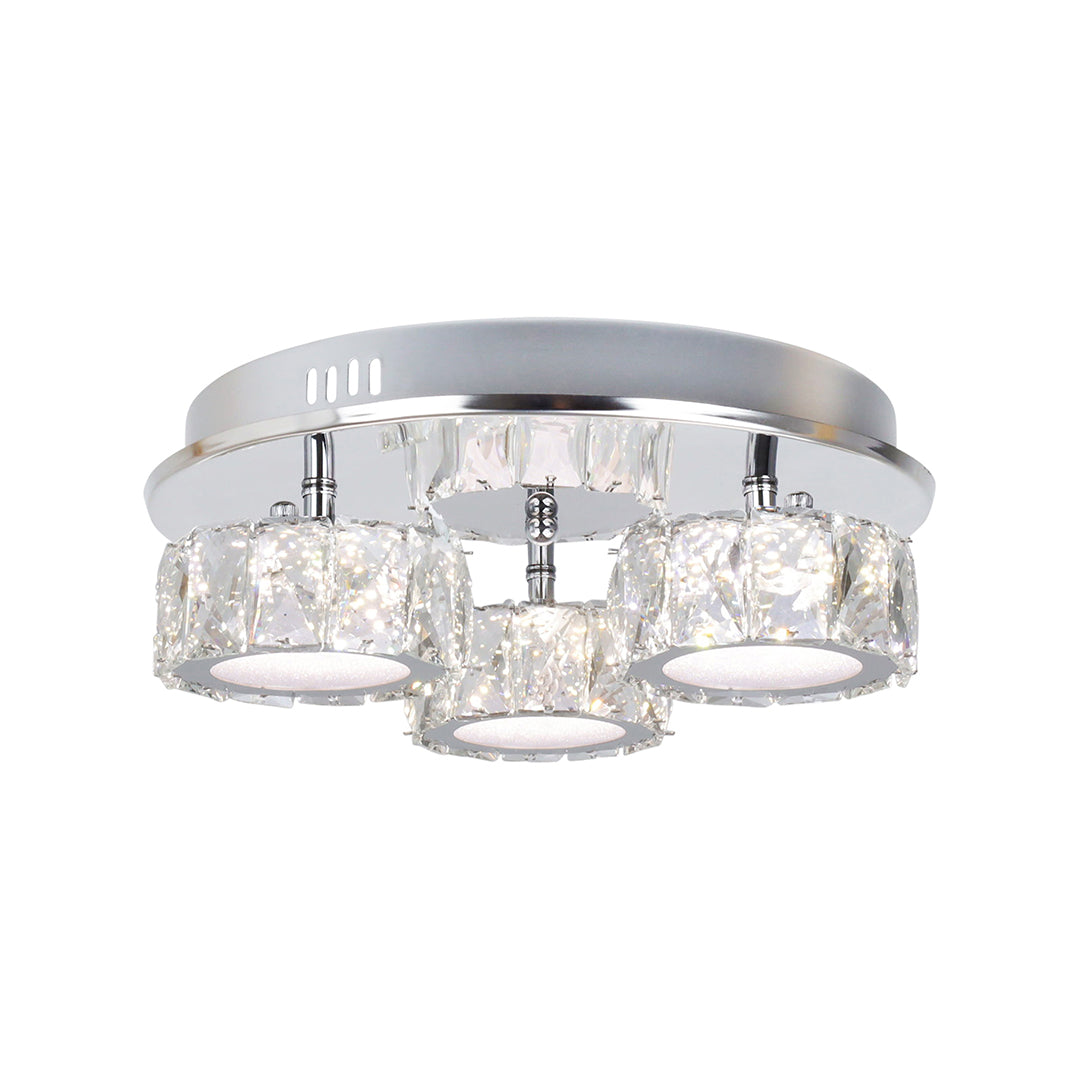 Pagazzi Dilan 3 Light Polished Chrome Crystal LED Flush Ceiling Light
