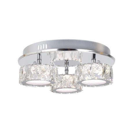 Pagazzi Dilan 3 Light Polished Chrome Crystal LED Flush Ceiling Light