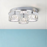 Pagazzi Dilan 3 Light Polished Chrome Crystal LED Flush Ceiling Light