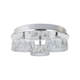 Pagazzi Dilan 3 Light Polished Chrome Crystal LED Flush Ceiling Light