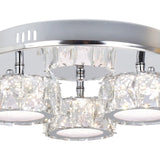 Pagazzi Dilan 3 Light Polished Chrome Crystal LED Flush Ceiling Light