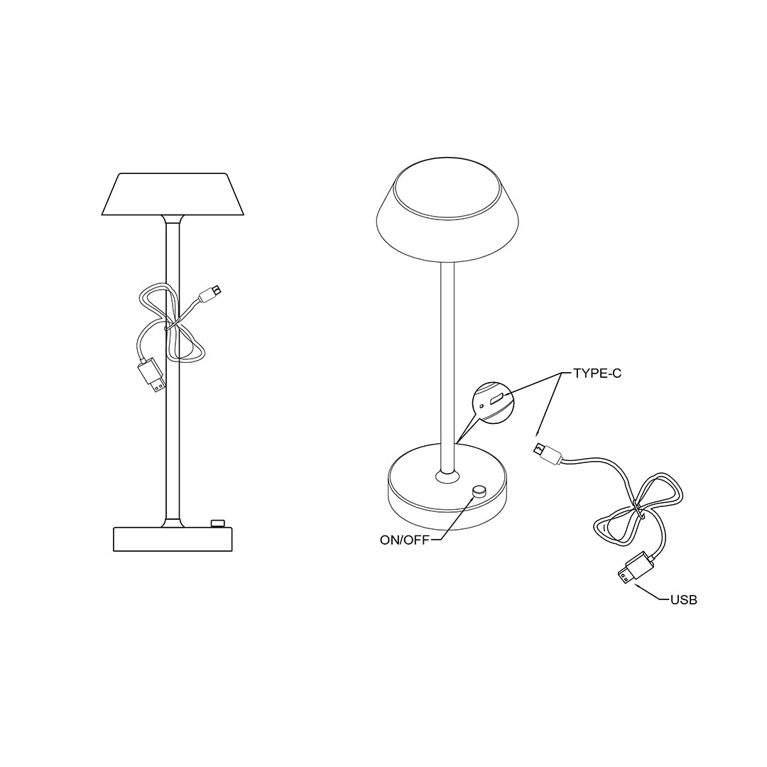 Pagazzi Energize Black LED Rechargeable Desk TableLamp with Touch Sensor