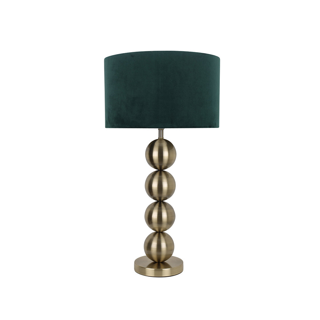 Pagazzi Aila Antique Brass Table Lamp with Green Shade