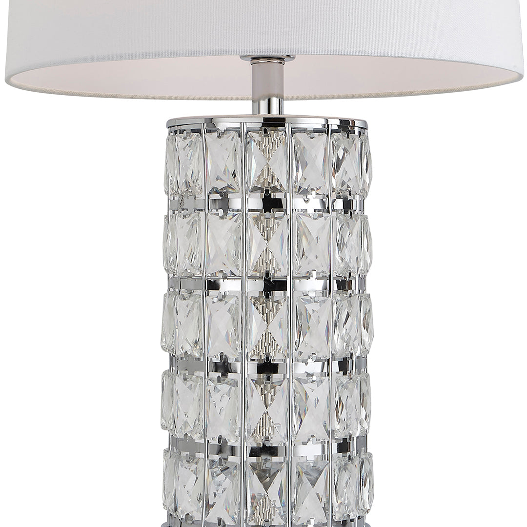 Pagazzi Indus Jewelled Cylinder Off White Table Lamp
