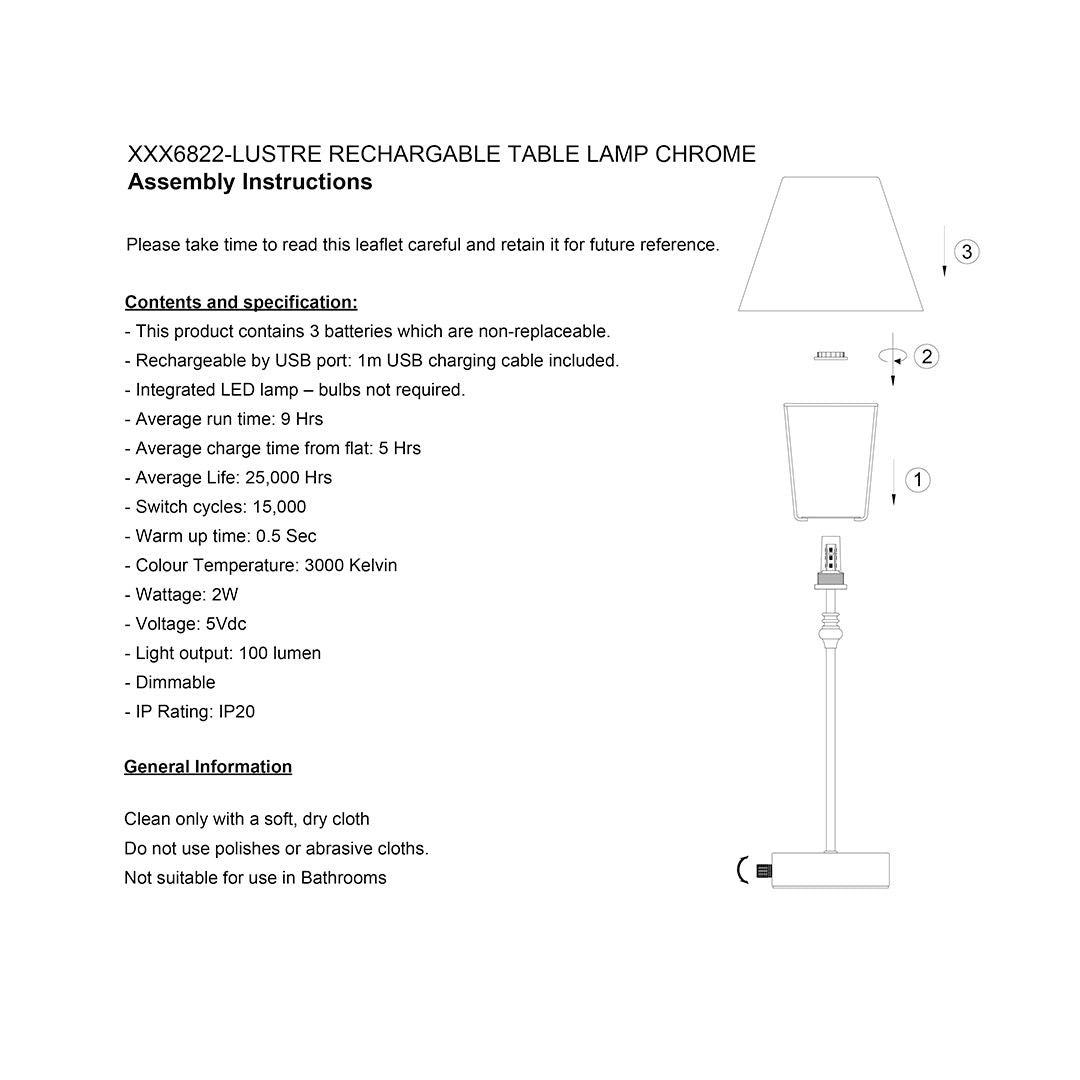 Pagazzi Lustre Antique Brass Rechargeable Table Lamp