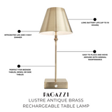 Pagazzi Lustre Antique Brass Rechargeable Table Lamp