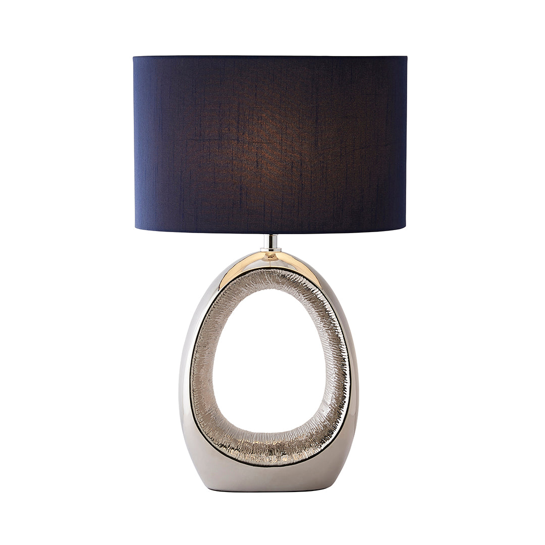 Pagazzi Dott Chrome Ceramic Table Lamp with Blue Shade