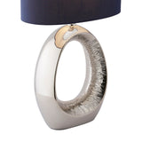 Pagazzi Dott Chrome Ceramic Table Lamp with Blue Shade