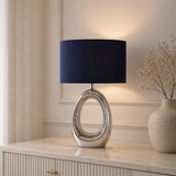 Pagazzi Dott Chrome Ceramic Table Lamp with Blue Shade