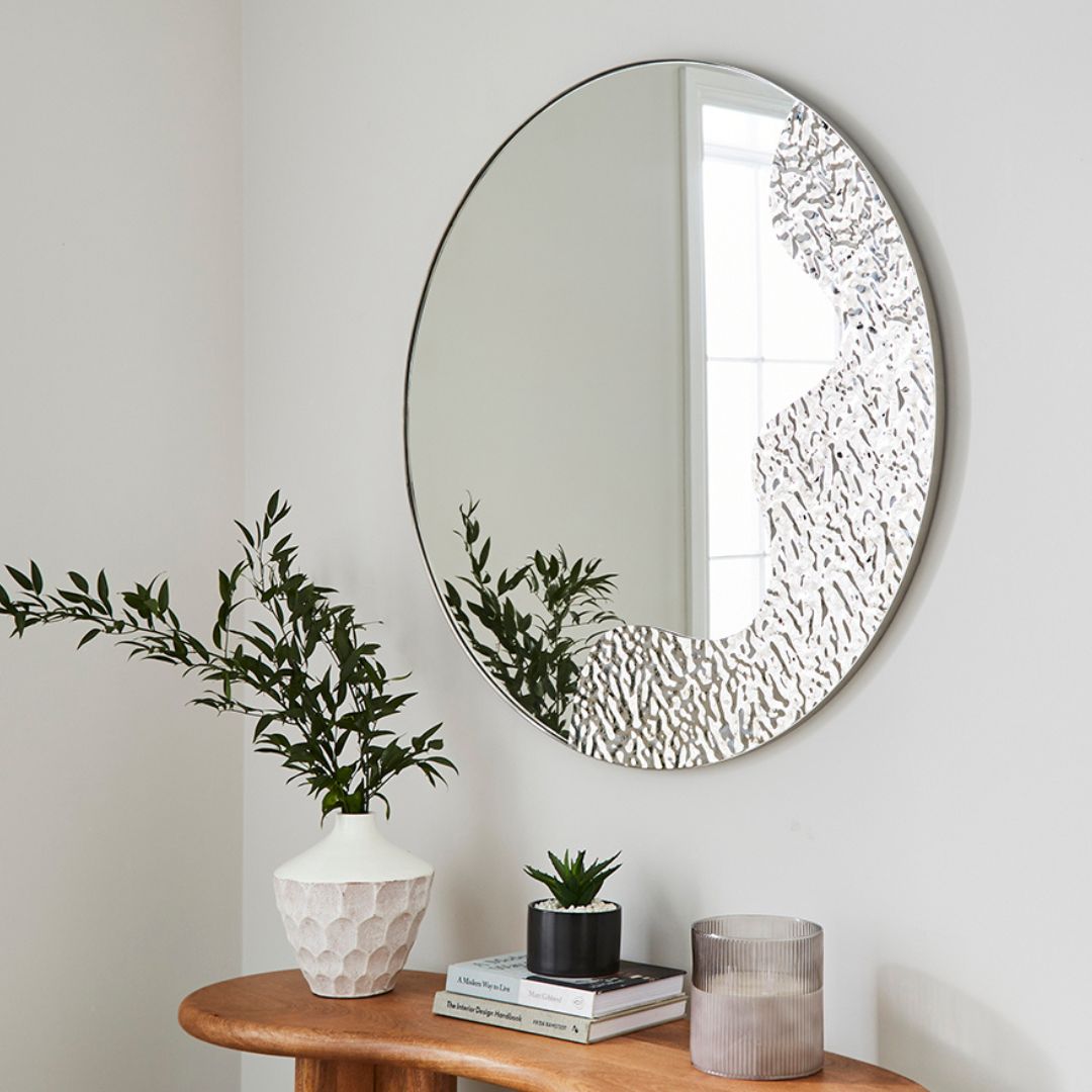 Pagazzi Ripple Silver Round Mirror