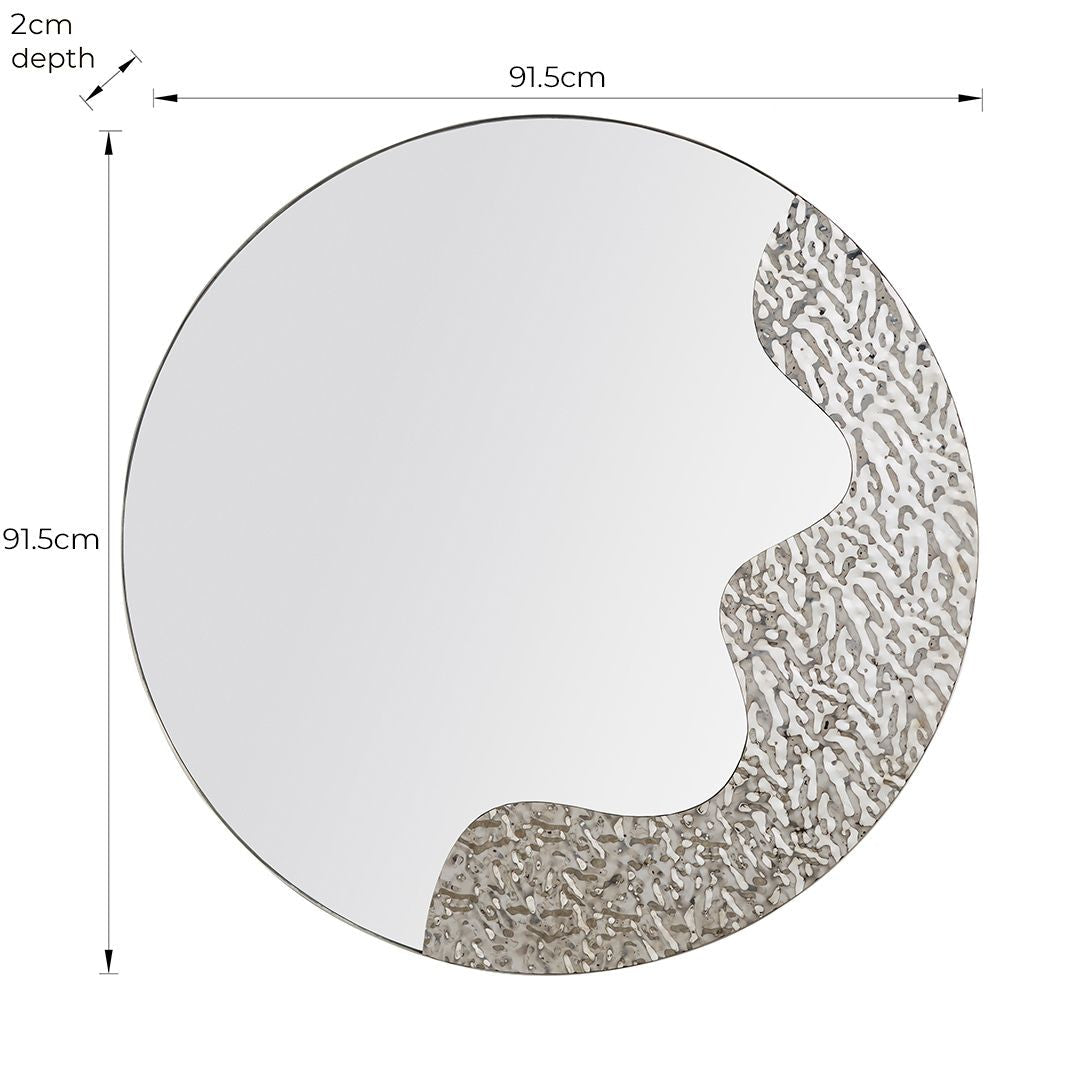 Pagazzi Ripple Silver Round Mirror