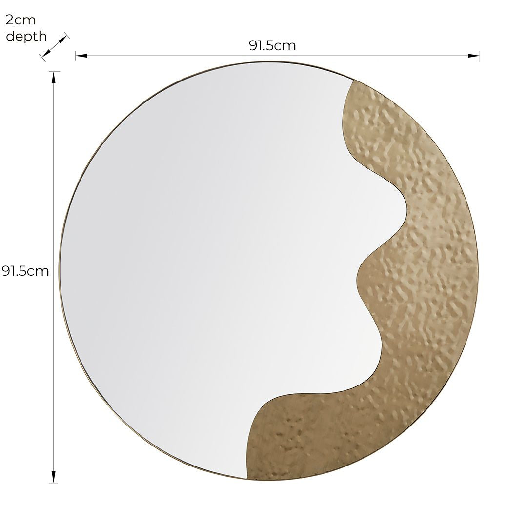 Pagazzi Ripple Antique Brass Round Mirror
