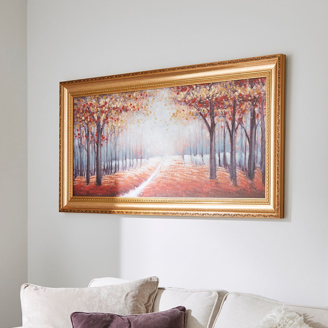 Pagazzi Wooded Trail Gold Framed Canvas Wall Art