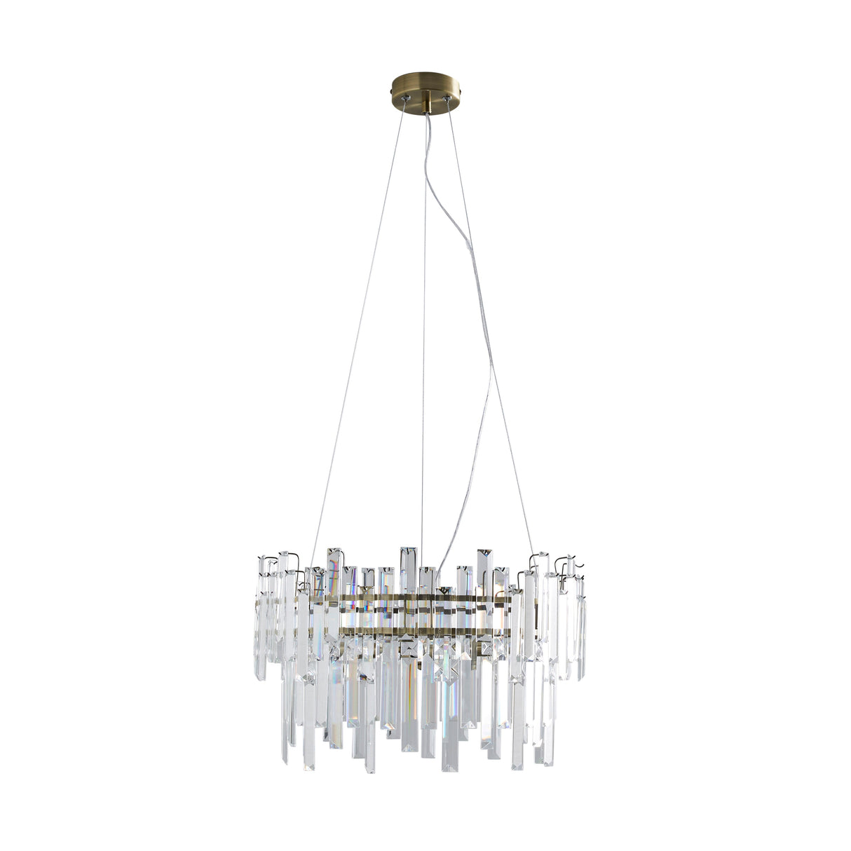 Pagazzi Onega 3 Light Antique Brass & Glass Pendant Ceiling Light