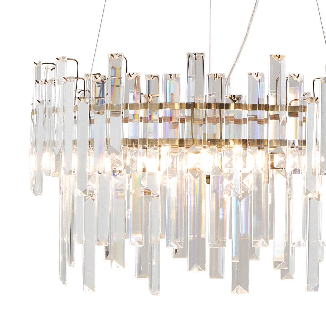 Pagazzi Onega 3 Light Antique Brass & Glass Pendant Ceiling Light