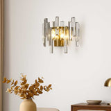 Pagazzi Onega Antique Brass Glass Crystal Wall Light