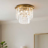 Pagazzi Onega 3 Light Antique Brass Glass Flush Ceiling Light