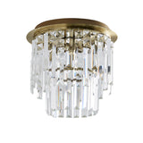 Pagazzi Onega 3 Light Antique Brass Glass Flush Ceiling Light