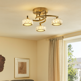 Pagazzi Dilan 3 Light Antique Brass LED Semi Flush Ceiling Light