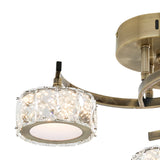 Pagazzi Dilan 3 Light Antique Brass LED Semi Flush Ceiling Light