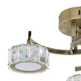 Pagazzi Dilan 3 Light Antique Brass LED Semi Flush Ceiling Light