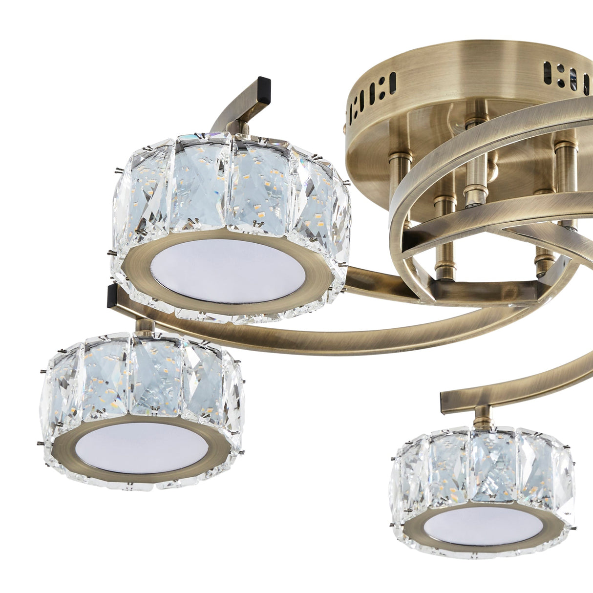 Pagazzi 5 Light Antique Brass LED Semi Flush Ceiling Light