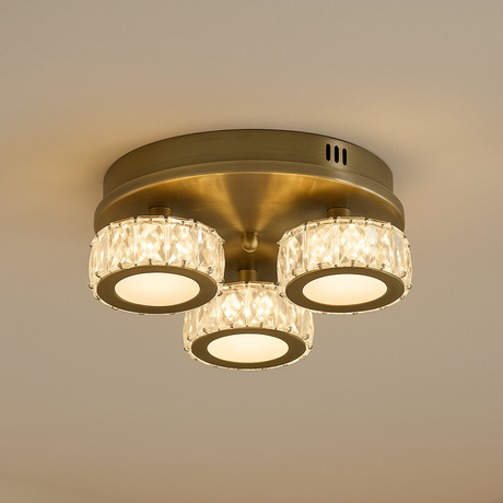 Pagazzi Dilan 3 Light Antique Brass LED Flush Ceiling Light