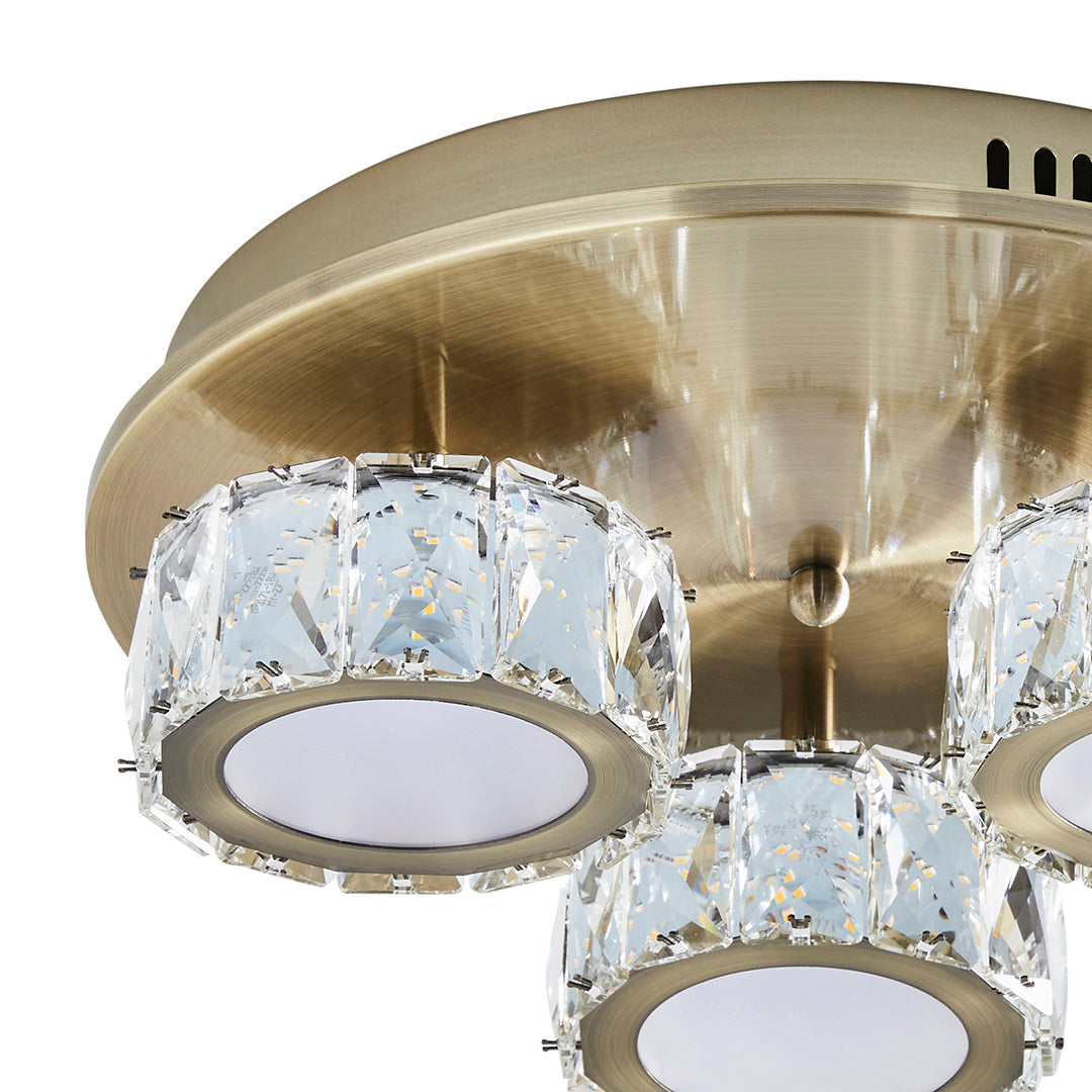 Pagazzi Dilan 3 Light Antique Brass LED Flush Ceiling Light