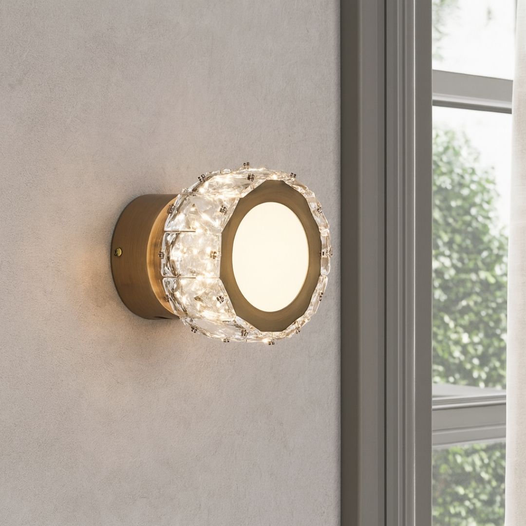 Pagazzi Dilan Antique Brass Crystal LED Wall Light