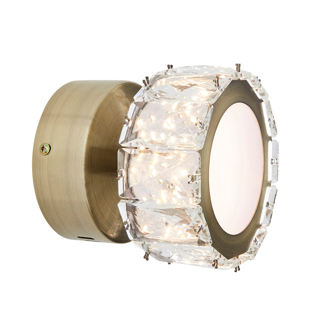 Pagazzi Dilan Antique Brass Crystal LED Wall Light